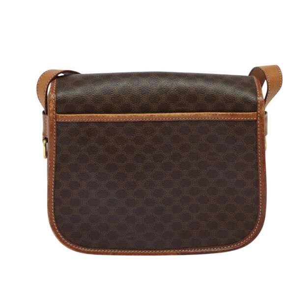 CELINE Macadam Canvas Shoulder Bag Pvc Leather Brown Gold - Picture 3 of 13